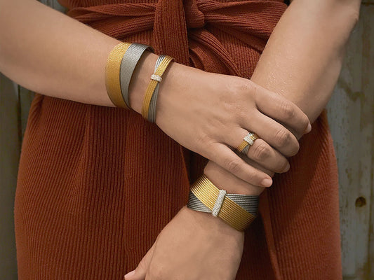 GRY/YELL CROSSED WRAP CABLE BRAC SZ 6.5