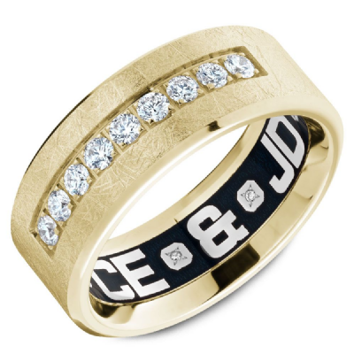 18KY 8.5MM DIAMOND BRUSHED BAND