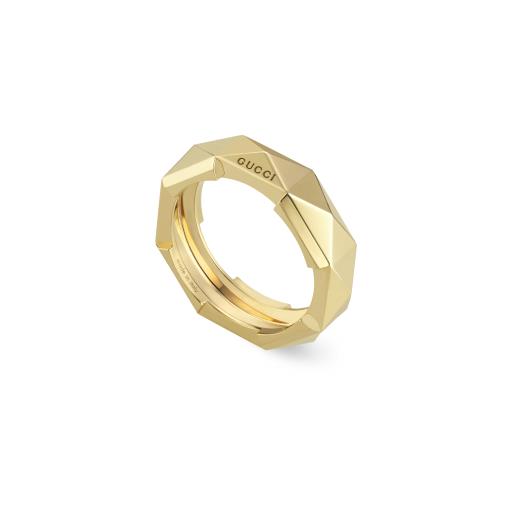 18KY 6MM LINK TO LOVE STUDDED RING SZ 10.75