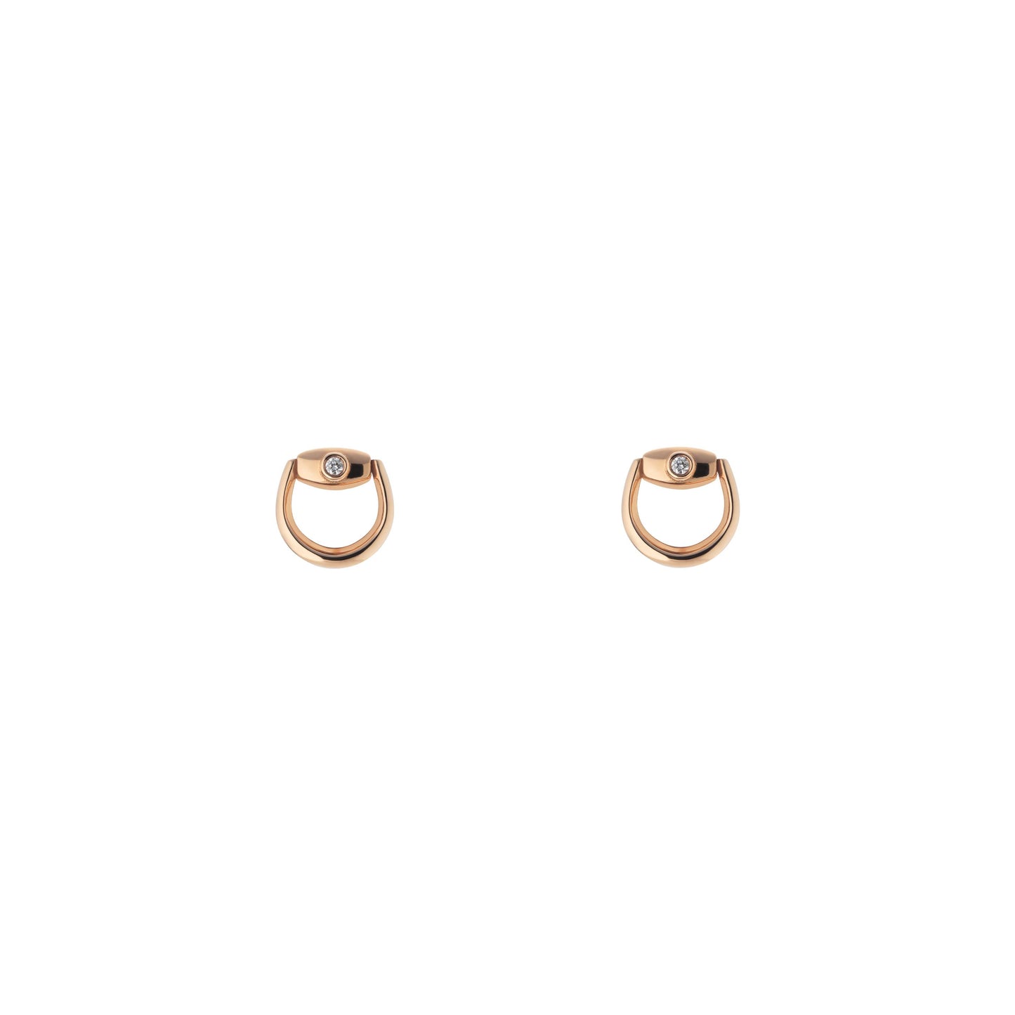 18KR HORSEBIT STUD EARRINGS W/DIAMOND