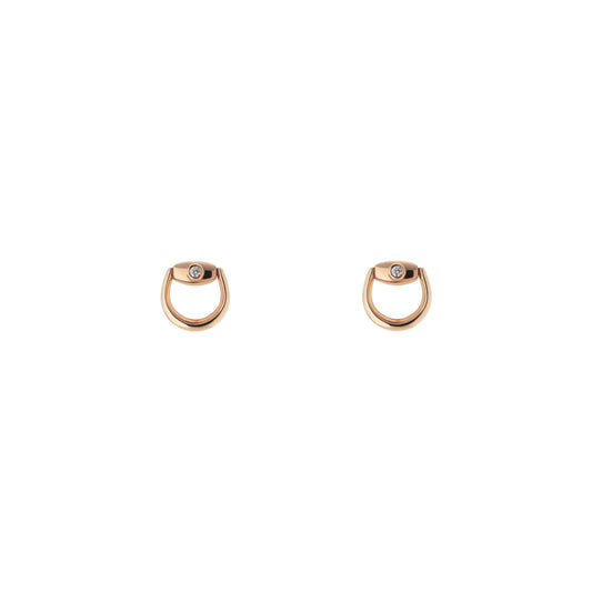 18KR HORSEBIT STUD EARRINGS W/DIAMOND