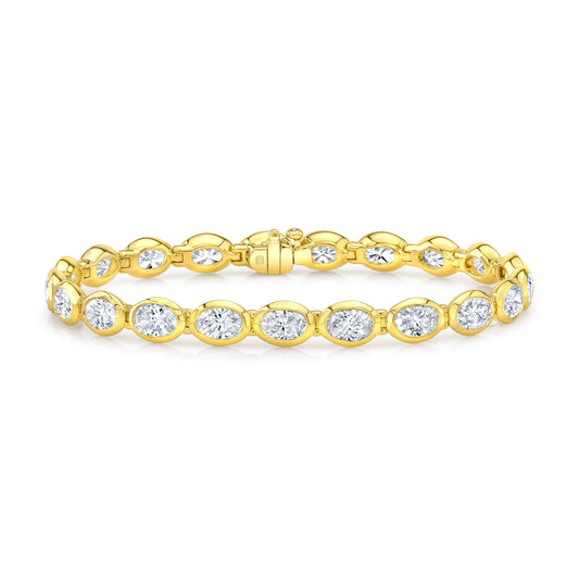 RAHAMINOV 18KY Gold Tennis Bracelet with Oval Cut Diamonds