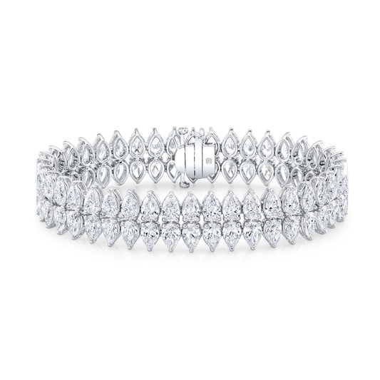 RAHAMINOV 18KW DIAMOND PEAR DOUBLE ROW BRACELET