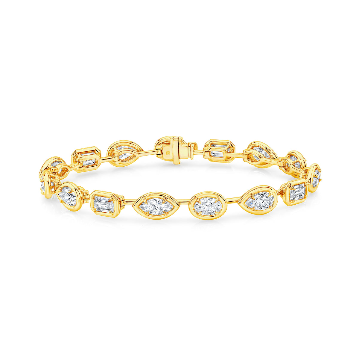 RAHAMINOV 18KY MIXED DIAMOND SHAPE BEZEL SET BRACELET