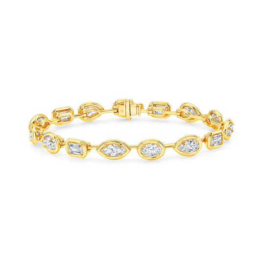 RAHAMINOV 18KY MIXED DIAMOND SHAPE BEZEL SET BRACELET