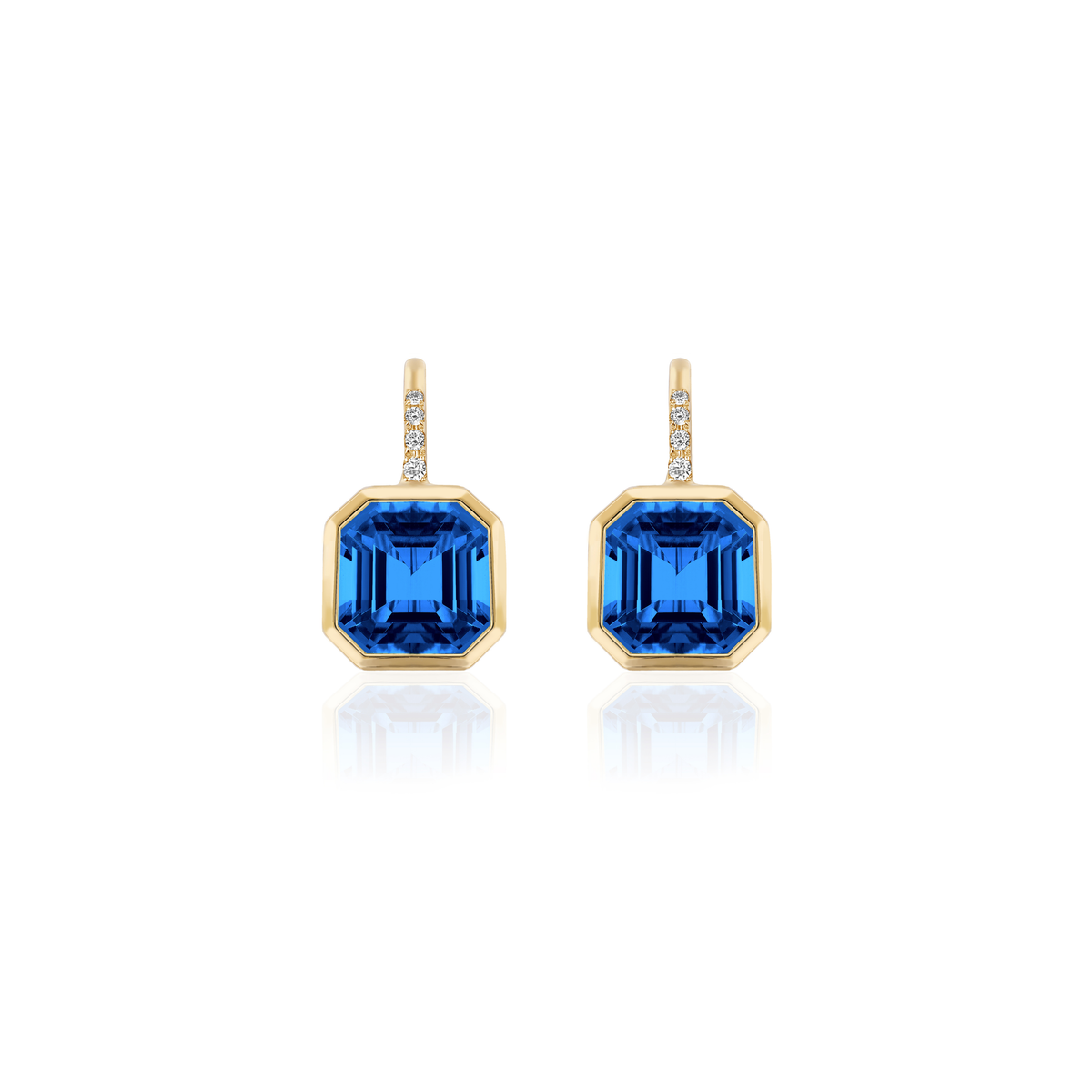 GOSHWARA 18KY OCTAGONAL BEZEL DROP EARRINGS