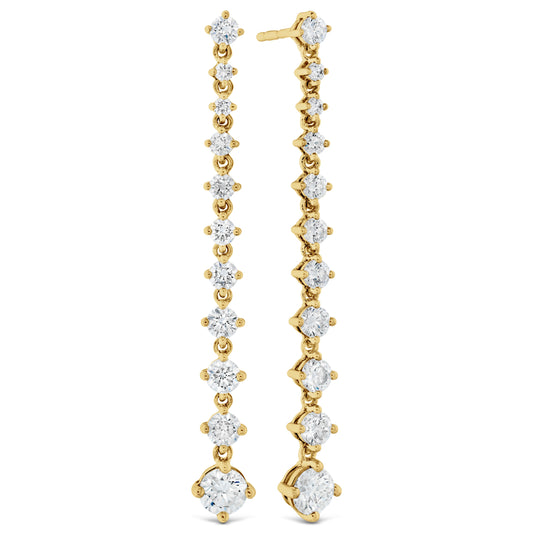 18KY DIAMOND DROP DANGLE EARRINGS