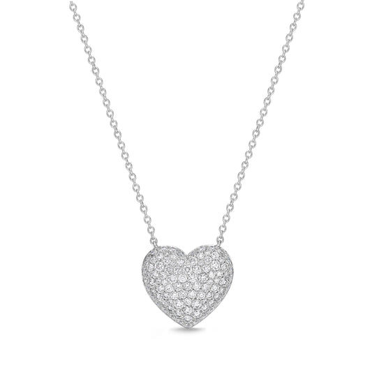18KW PAVE DIAMOND HEART PENDANT ON CHAIN. 1/24/24 RTV RA# MON-002855 FEDEX# 270177013495