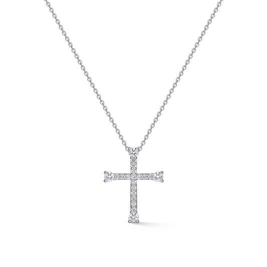 18KW SMALL DIAMOND CROSS PENDANT