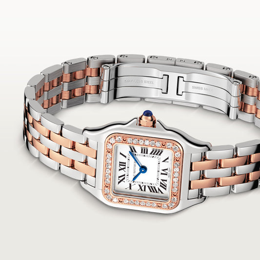 SS/18KR PANTHERE DE CARTIER SMALL DIAMOND BEZEL WHITE DIAL