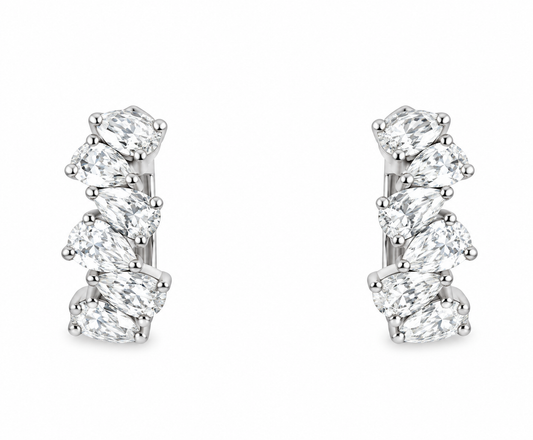 18KW PEAR SHAPE DIAMOND HUGGIE HOOPS