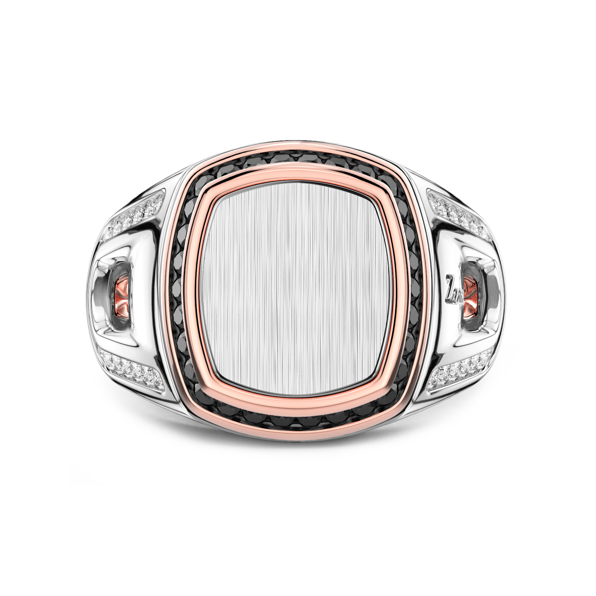 ZANCAN 18KWR BLACK AND WHITE DIAMOND MENS RING