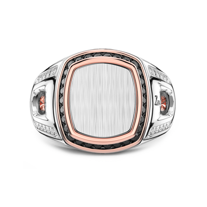 ZANCAN 18KWR BLACK AND WHITE DIAMOND MENS RING