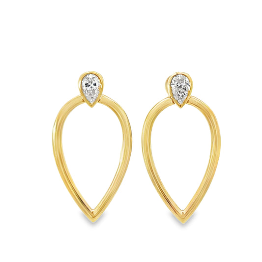 18KY PEAR SHAPED DIAMOND EARRINGS