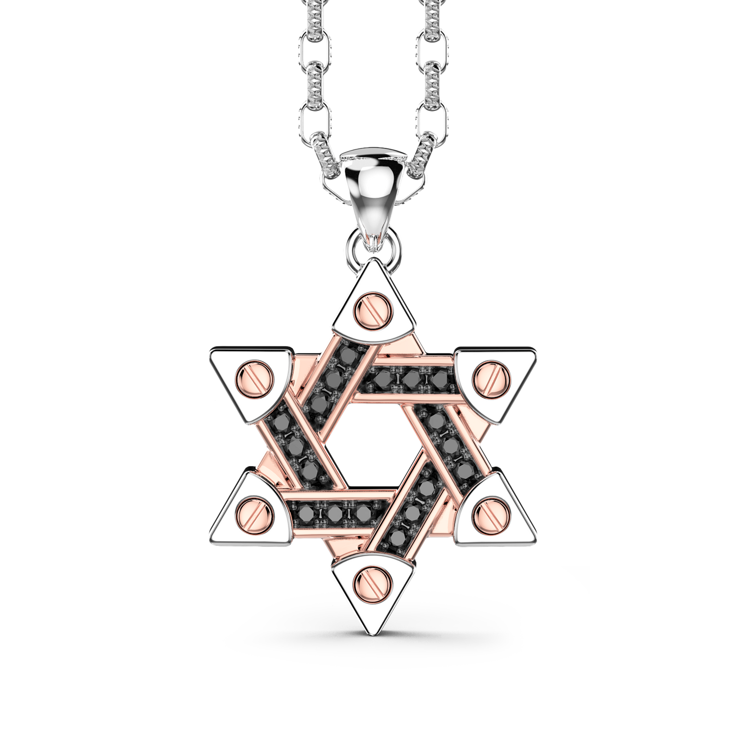 ZANCAN 18KWR MENS BLACK DIAMOND STAR OF DAVID