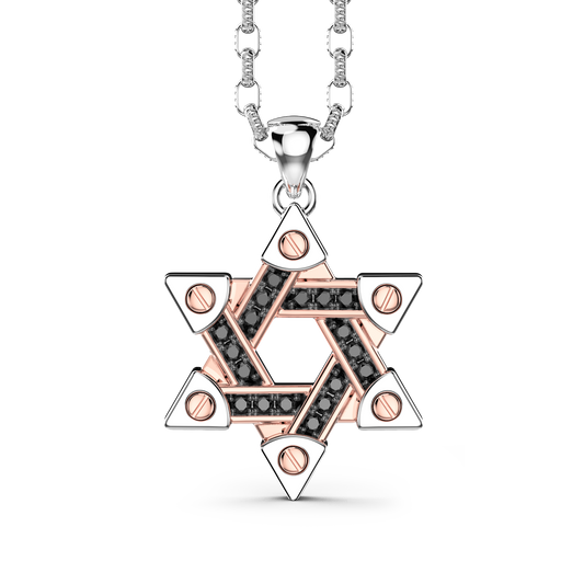 ZANCAN 18KWR MENS BLACK DIAMOND STAR OF DAVID