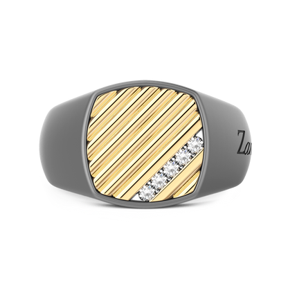 ZANCAN TITANIUM & 18KY MENS DIAMOND RING