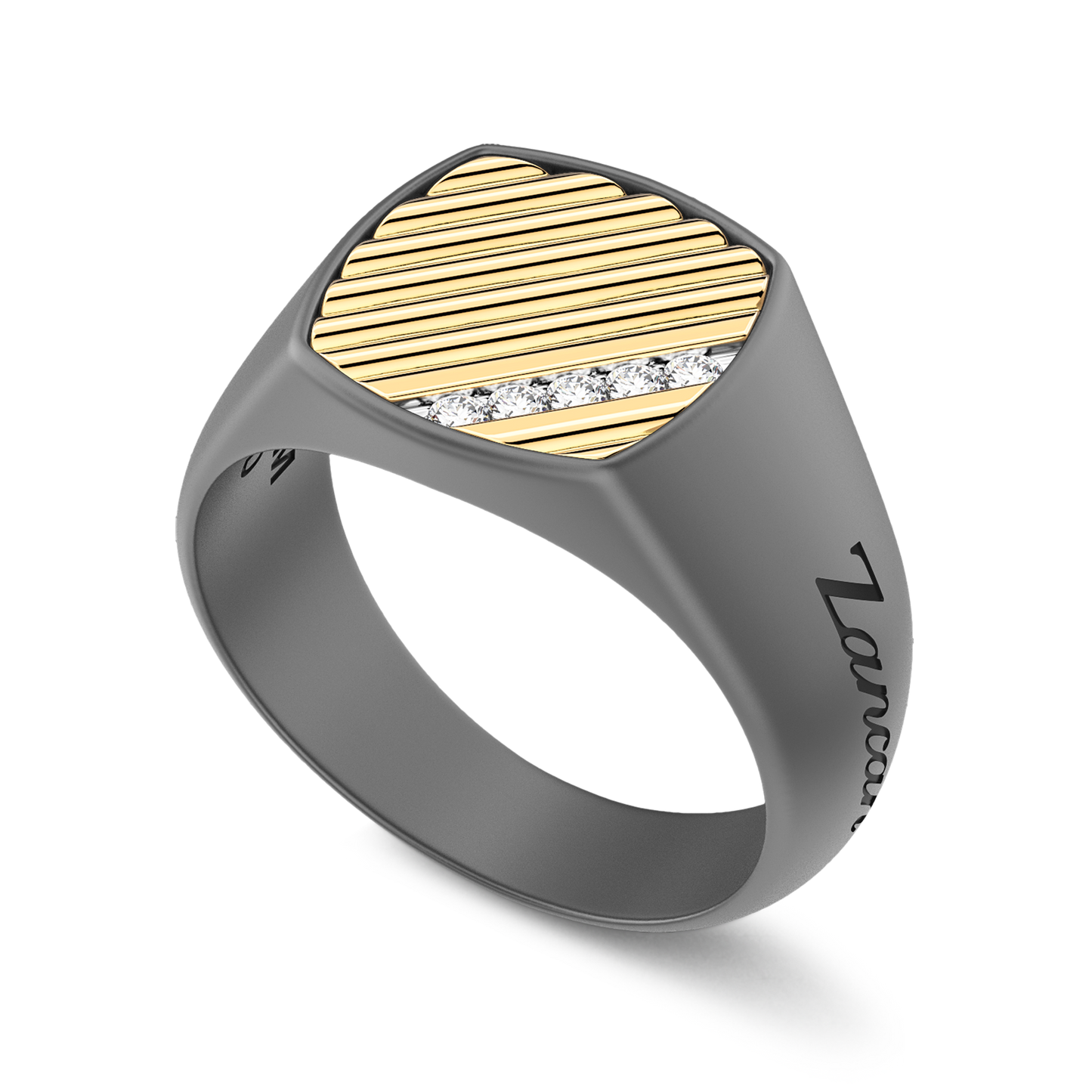 ZANCAN TITANIUM & 18KY MENS DIAMOND RING