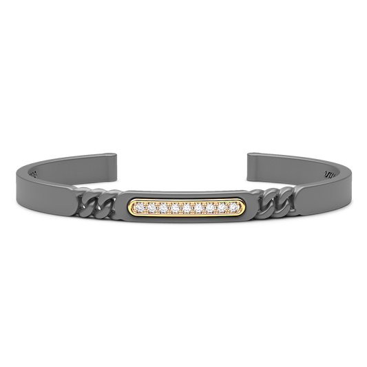ZANCAN TITANIUM & 18KY MENS DIAMOND CUFF