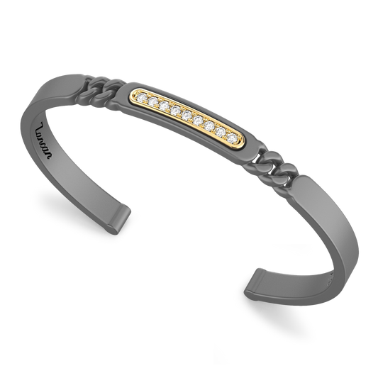 ZANCAN TITANIUM & 18KY MENS DIAMOND CUFF