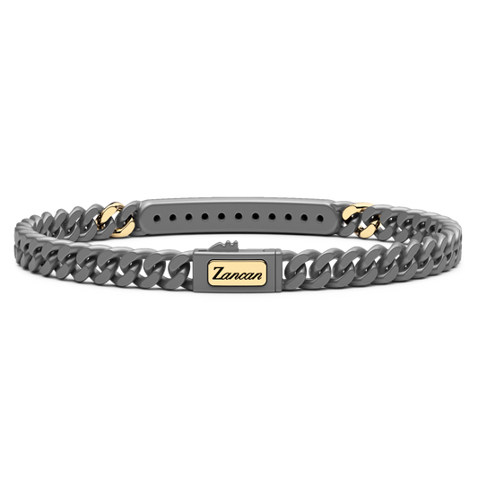 ZANCAN TITANIUM & 18KY MENS DIAMOND BRACELET