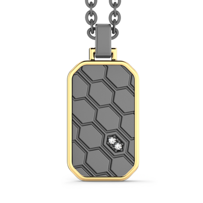 ZANCAN TITANIUM & 18KY MENS DOG TAG WITH DIAMONDS
