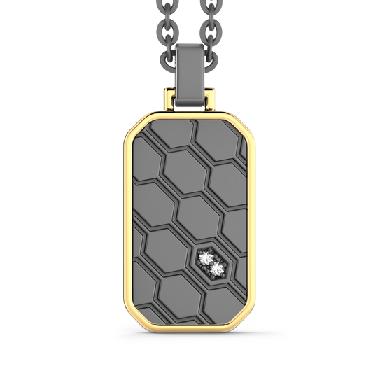 ZANCAN TITANIUM & 18KY MENS DOG TAG WITH DIAMONDS