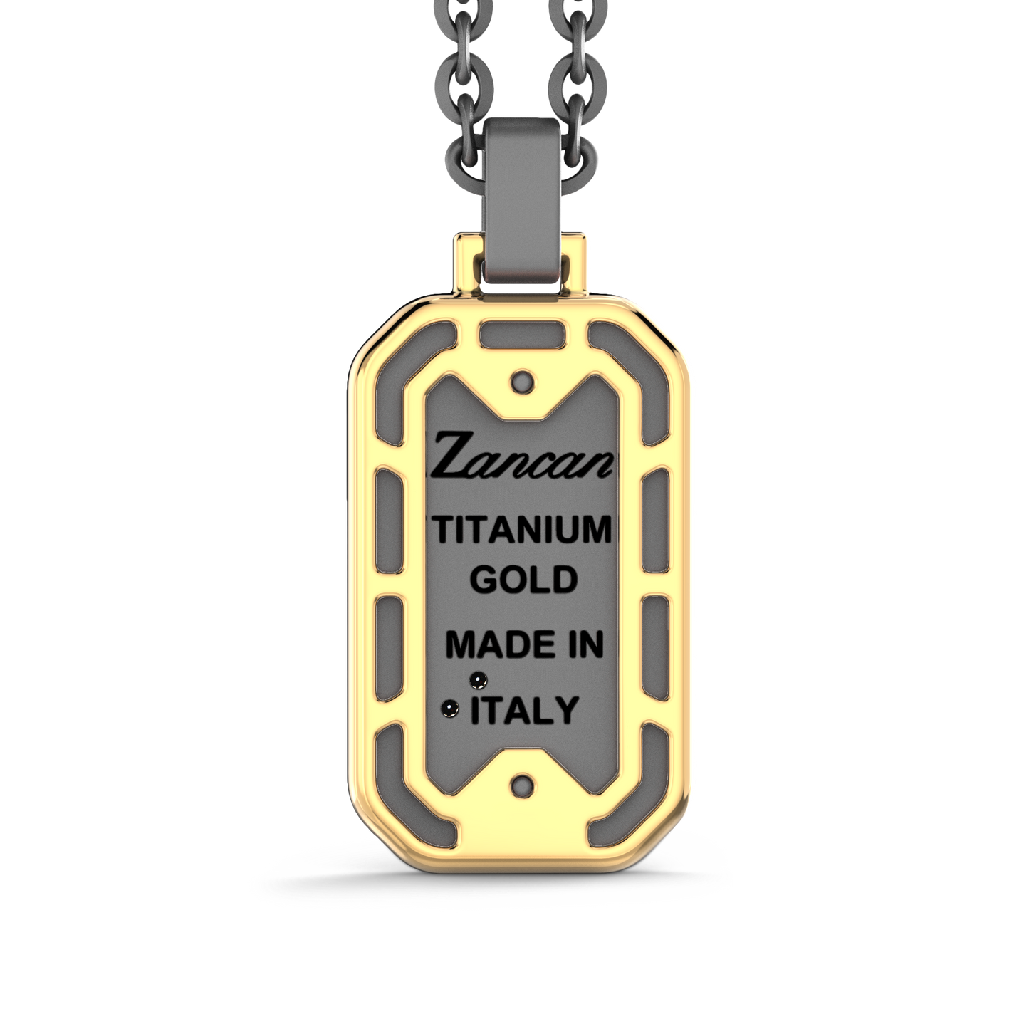 ZANCAN TITANIUM & 18KY MENS DOG TAG WITH DIAMONDS