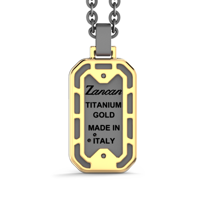 ZANCAN TITANIUM & 18KY MENS DOG TAG WITH DIAMONDS