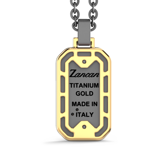 ZANCAN TITANIUM & 18KY MENS DOG TAG WITH DIAMONDS