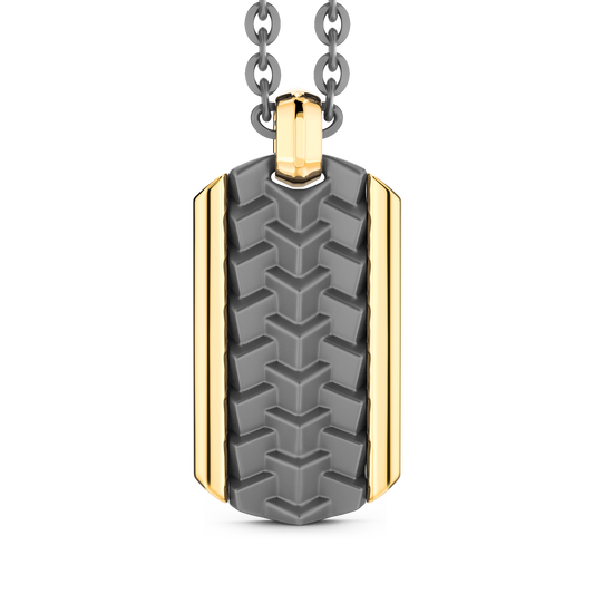 ZANCAN TITANIUM & 18KY MENS DOG TAG