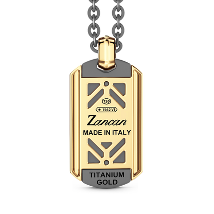 ZANCAN TITANIUM & 18KY MENS DOG TAG