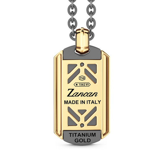ZANCAN TITANIUM & 18KY MENS DOG TAG