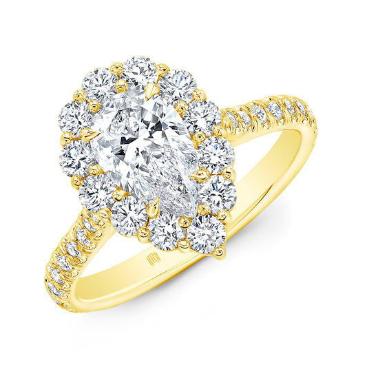 RAHAMINOV 18KY PEAR SHAPE HALO DIAMOND RING