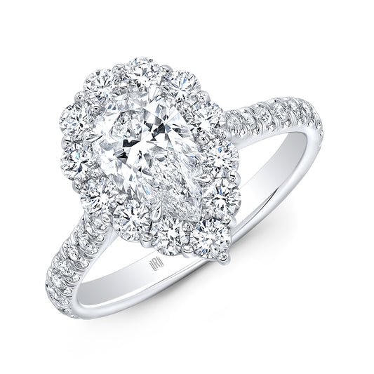 RAHAMINOV 18KW PEAR SHAPE DIAMOND HALO RING