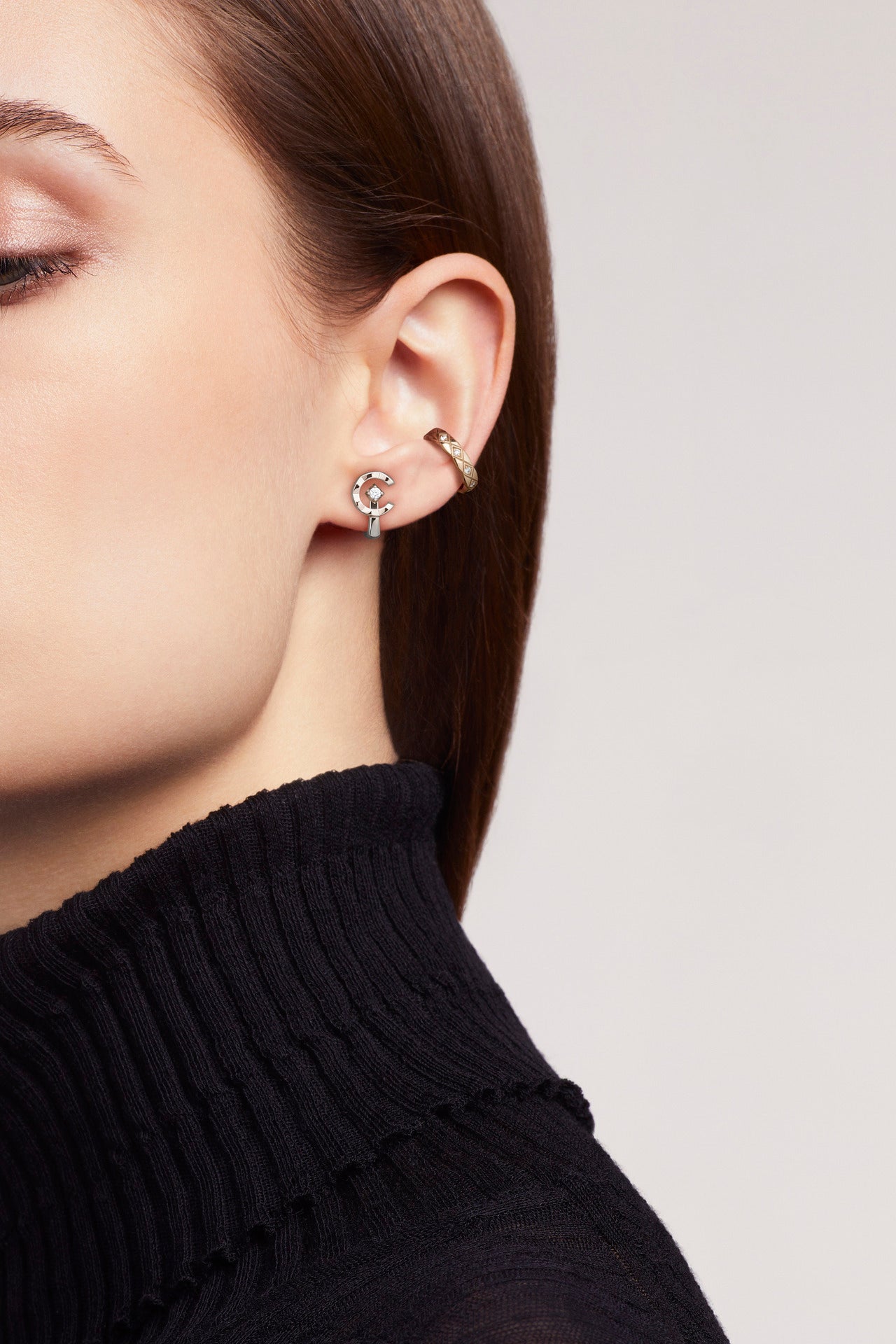 CHANEL COCO SINGLE EARRING CLIP QUILTED MOTIF
