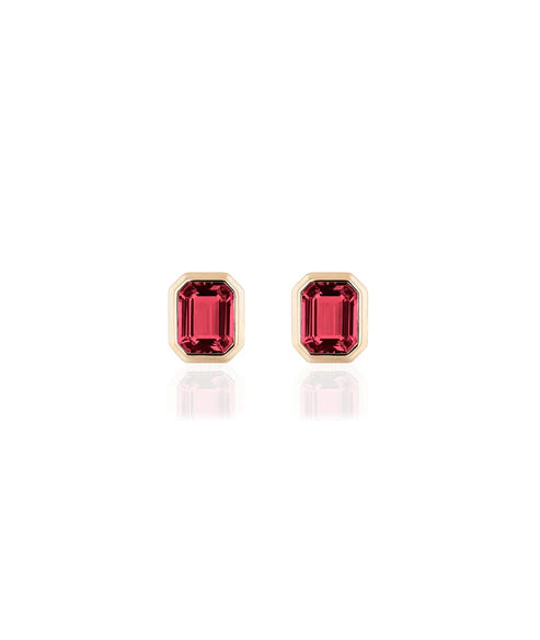 GOSHWARA 18KY EMERALD CUT STUD EARRINGS
