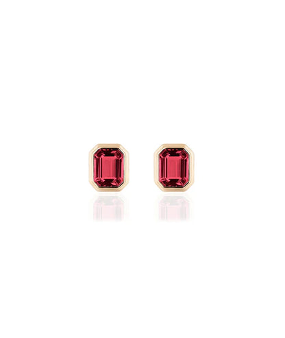 GOSHWARA 18KY EMERALD CUT STUD EARRINGS