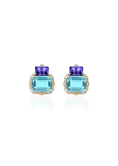 GOSHWARA 18KY TWO-TONE STUD EARRINGS