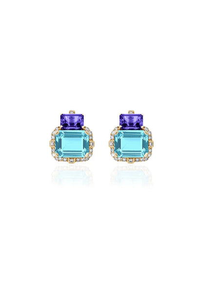 GOSHWARA 18KY TWO-TONE STUD EARRINGS