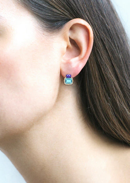 GOSHWARA 18KY TWO-TONE STUD EARRINGS
