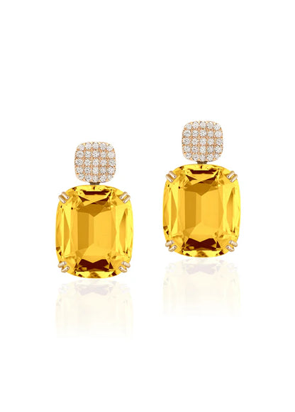 GOSHWARA 18KY CUSION DROP EARRINGS WITH DIAMONDS