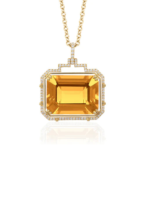 GOSHWARA 18KY STATEMENT EMERALD CUT PENDANT