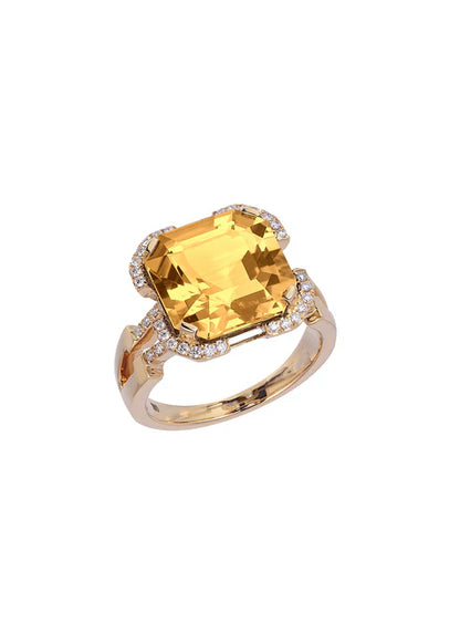 GOSHWARA 18KY CROWN SQUARE RING