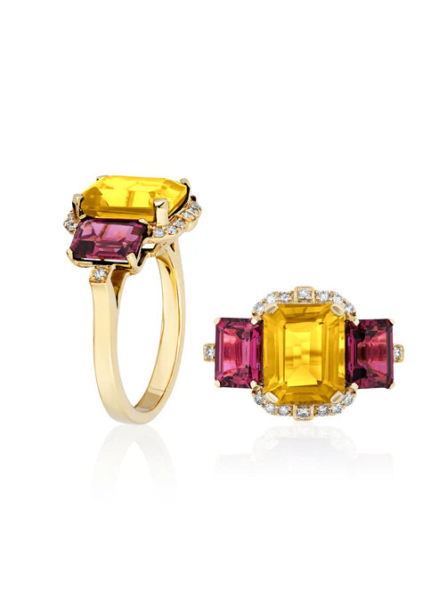 GOSHWARA THREE STONE COCKTAIL RING