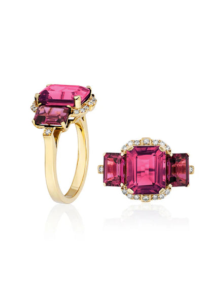 GOSHWARA THREE STONE COCKTAIL RING