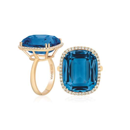 GOSHWARA 18KY CUSHION CUT COCKTAIL RING