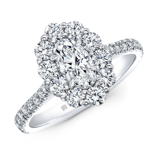 RAHAMINOV 18KW OVAL SHAPE HALO DIAMOND RING