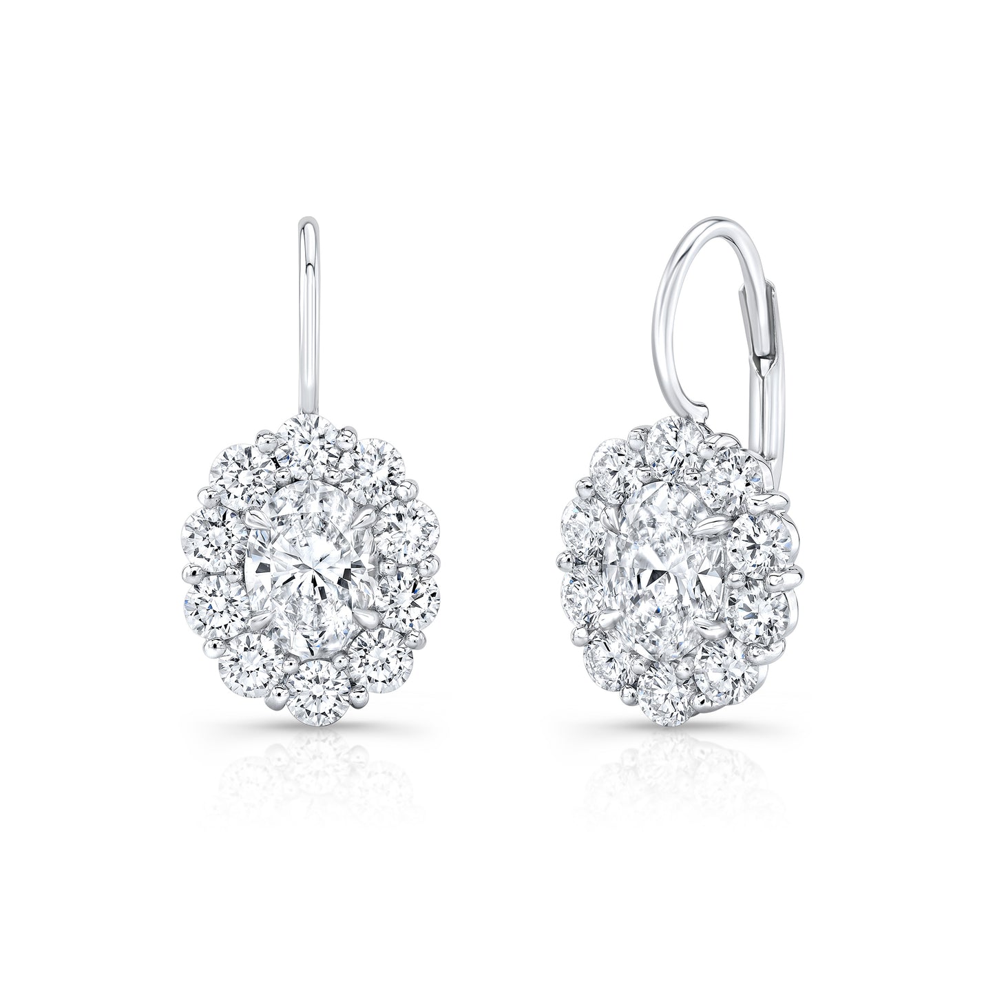 RAHAMINOV 18KW OVAL AND ROUND HALO DIAMOND DANGLE EARRINGS