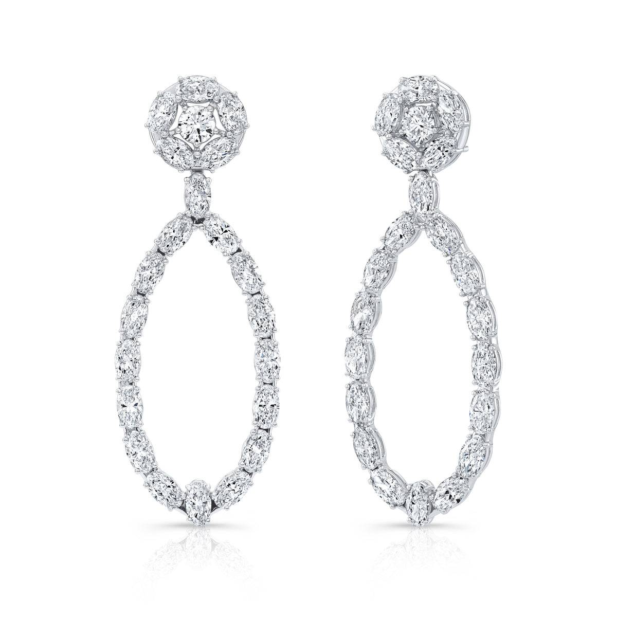 RAHAMINOV 18KW OVAL DIAMOND DROP EARRINGS
